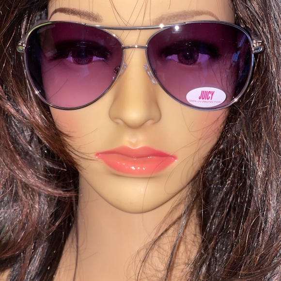 JUICY COUTURE Purple Aviator Sunglasses In Maesi Light Purple Lens W/ Gold Frame